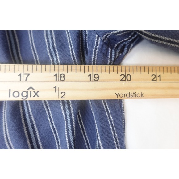 Lee Shape Illusions Blue White Stripe Blouse M Long Sleeve Boho Casual Top - Picture 5 of 9